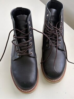 Red Wing Black Leather Lace-Up Boots